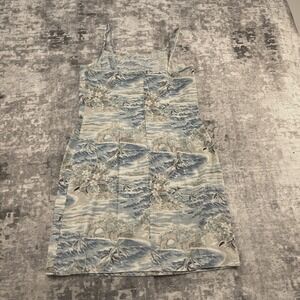 Vtg Eye Candy Women Small Blue White Beach Palm Tree Summer Dress Vacationcore